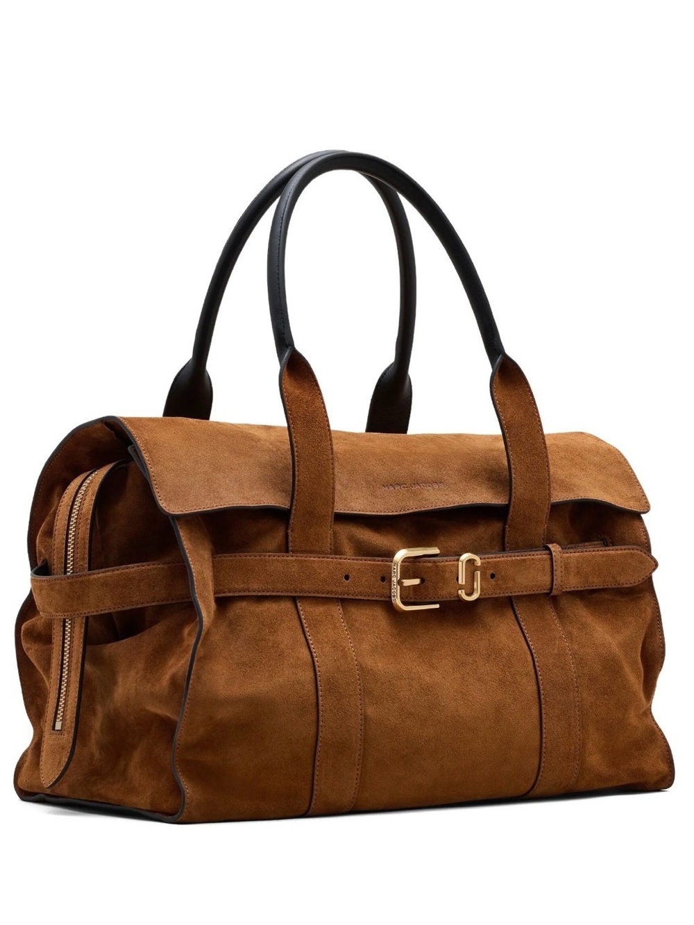 Marc Jacobs Brown Suede Duffel with Black Handles and Gold Buckle - Picture 1 of 3